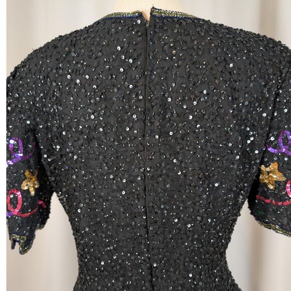 Laurence Kazar Y2K 2000 New Year’s Eve Sequin Top Black - Picture 9 of 16